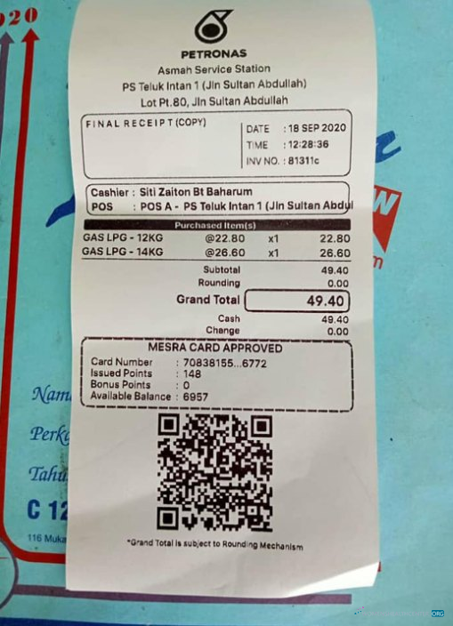 Download Petronas group payment receipt Photoshop template